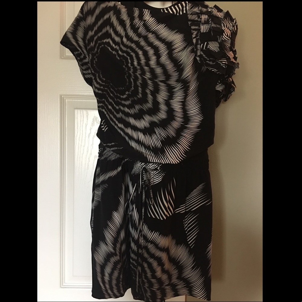 Robert Rodriguez Silk Pleated Racerback Mini Dress
